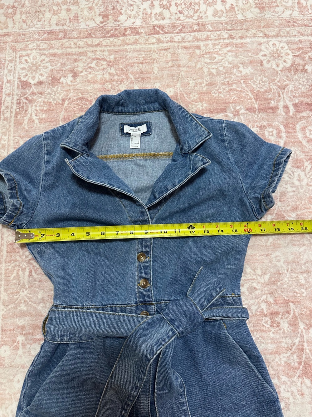 Belted 🩵 Denim Shorts Romper - Picture 7 of 14
